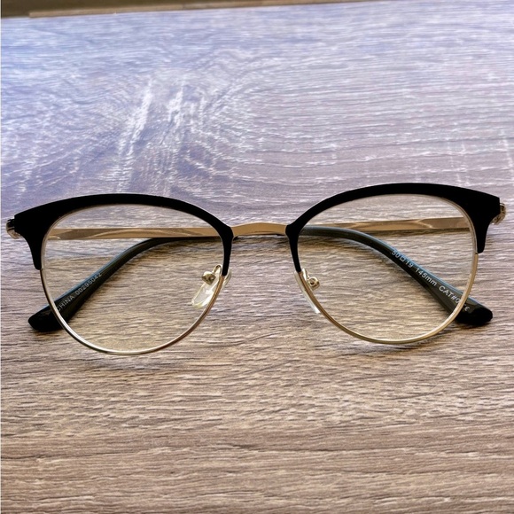 Clubmaster Black and Gold Glasses - Picture 1 of 7
